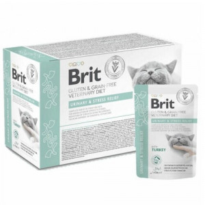 BRIT VETERINARY DIET CAT URINARY & STRESS konservi kaķiem barība 85g